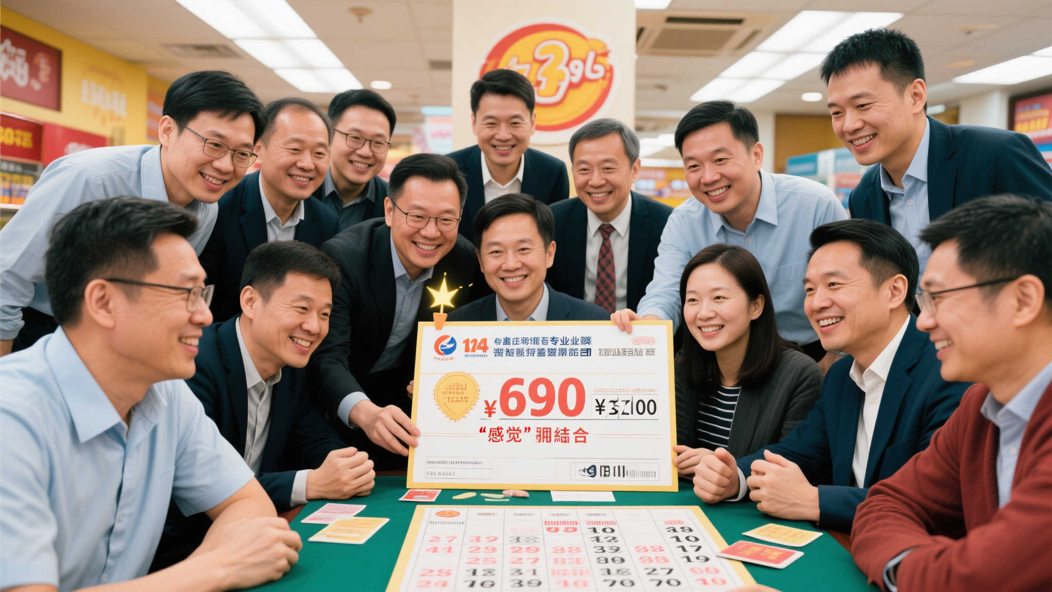 336元合买团喜中双色球569万，成员笑容满面领奖-图